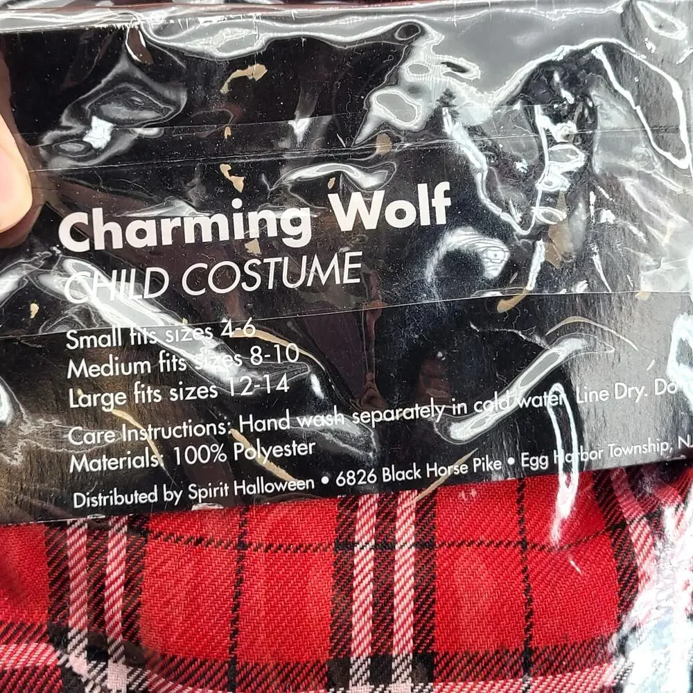 Spirit Halloween Charming Wolf Costume Kids Size Medium (8-10) NIB 01332436